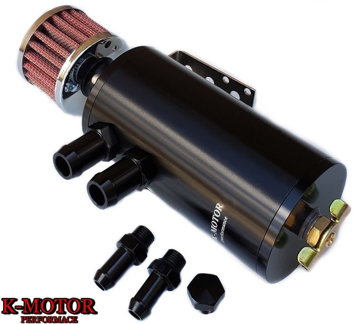 K-Motor Performance Engine Aluminum Baffled Oil Catch Can Tank With Oil Separator Filter Installed Inside 