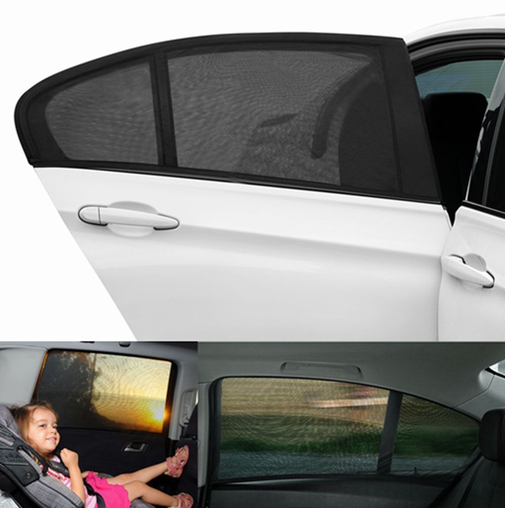 2pcs Car UV Protection Sun Shade Curtains Side Window Visor Mesh Cover Shield