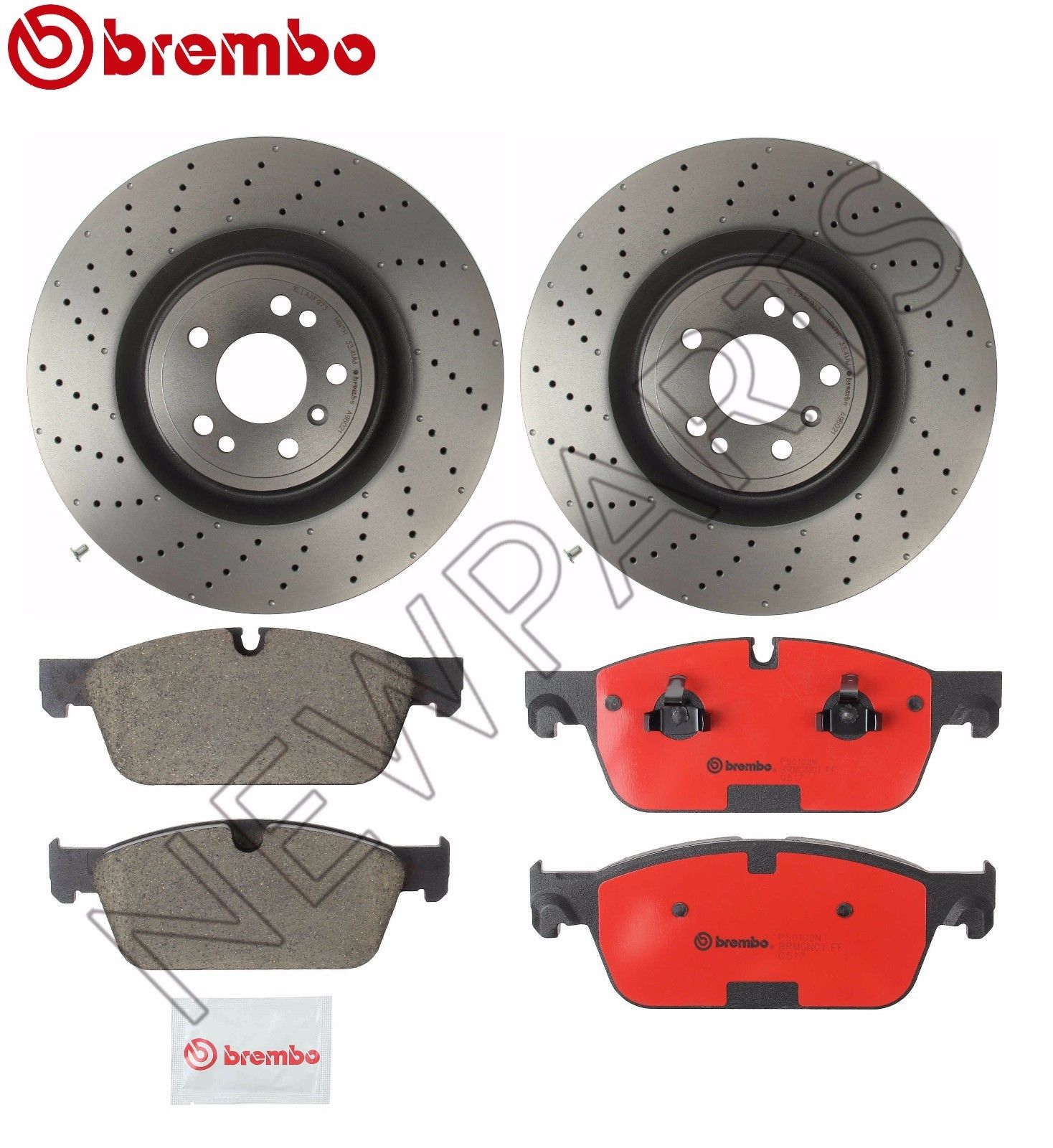 For MB GL350 450 GLE450 AMG Front Disc Brake Rotors and Ceramic Pads Kit Brembo 