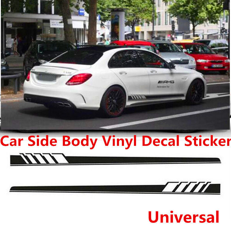 1537021365 520 AwesomeAmazingGreat 2X Car Racing Black Long Stripe Graphics Side Body Vinyl Decal Sticker Universal 2017 20182018 201920172018 