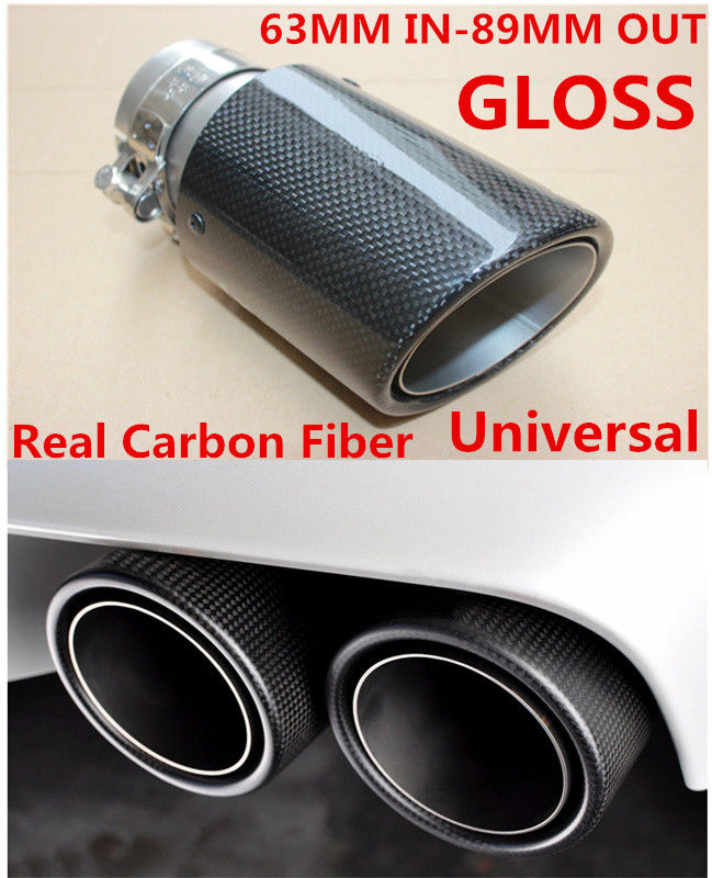 Car Pickup Real Carbon Fiber Exhaust Tip Pipe 63MM IN-89MM OUT Muffler Tip