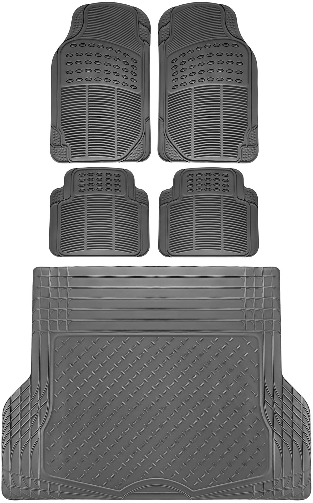 AwesomeAmazingGreat 5pc All Weather Heavy Duty Rubber SUV Floor Mat Gray 2 Row Amp Trunk Liner 3A 2017 20182018 201920172018 